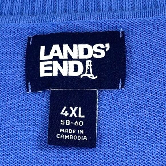 Lands End Cotton Blend V Neck Sweater Mens 4XL Blue Lightweight Pullover Preppy - Picture 4 of 9
